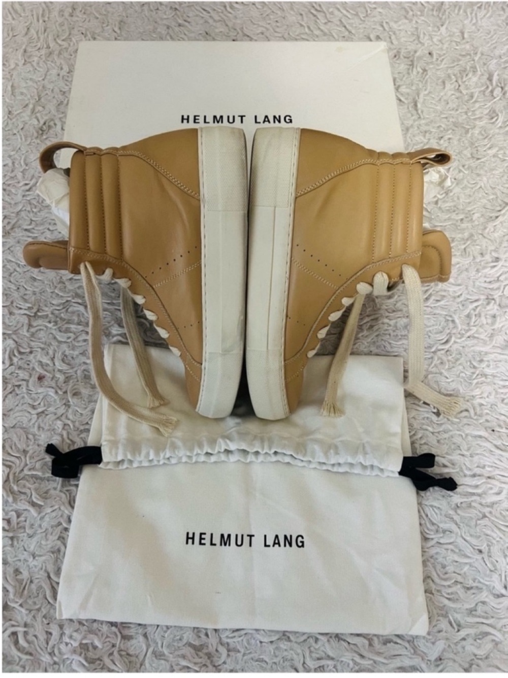 Helmut Lang Cow Leather High-Top Sneakers W Original Box & Dust Bag - Picture 8 of 11